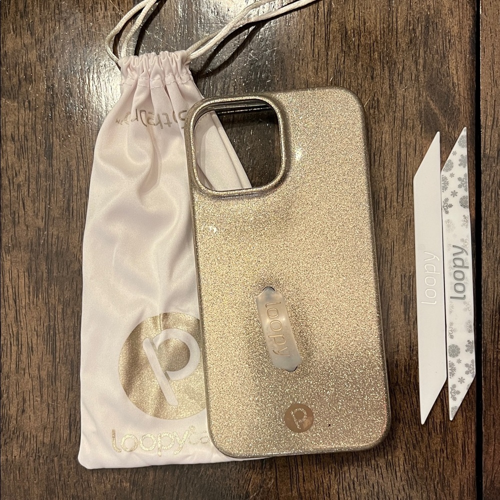 Loopy Case Sparkling Gold I Phone 13 Pro Max right hand carry